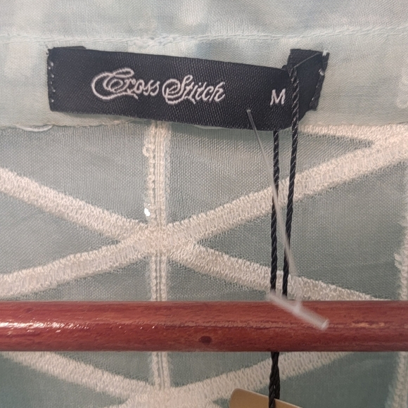 Cross Stitch Pure‎ Organza Silk Pearl Sequin Embroidered Womens Tunic Top Medium - Picture 2 of 9